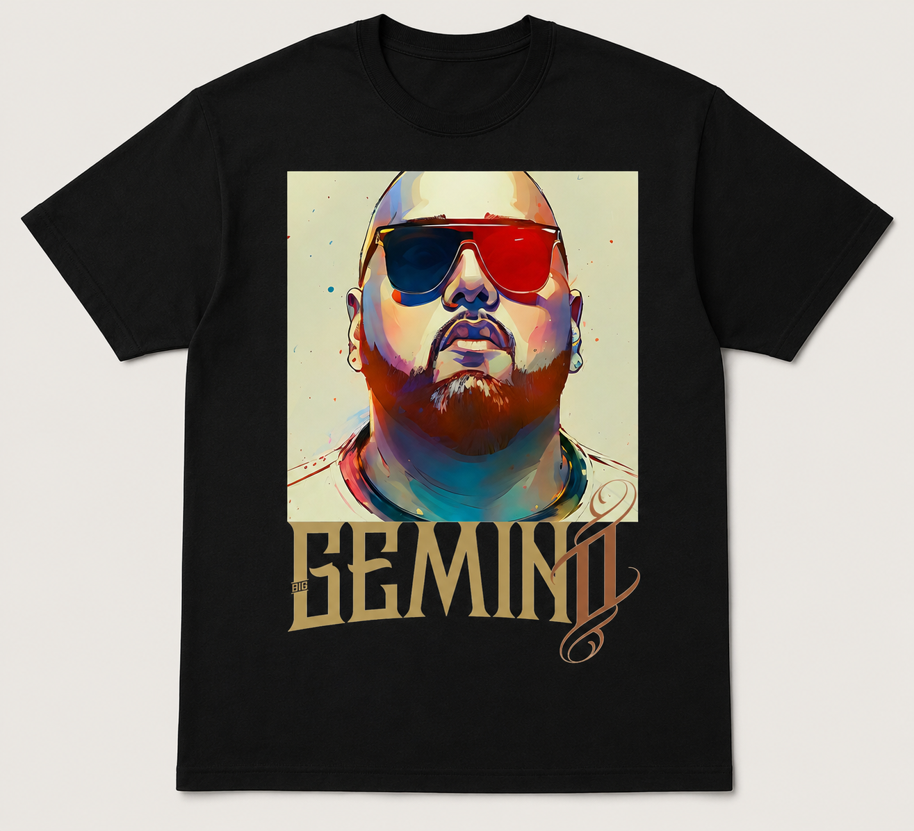 Black Gemini portrait t-shirt